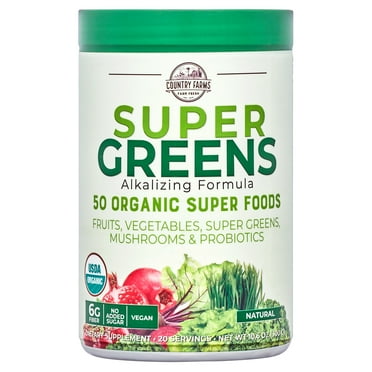 Country Farms Super Greens Drink Mix, Unflavored, 10.6 oz, 20 Servings
