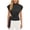 Black, variant on Short Sleeve Shirts for Women, Womens Casual Tops, Women's V Neck Short Sleeve Top Solid Color Wrap Front Ruched Casual Daily Basic Top