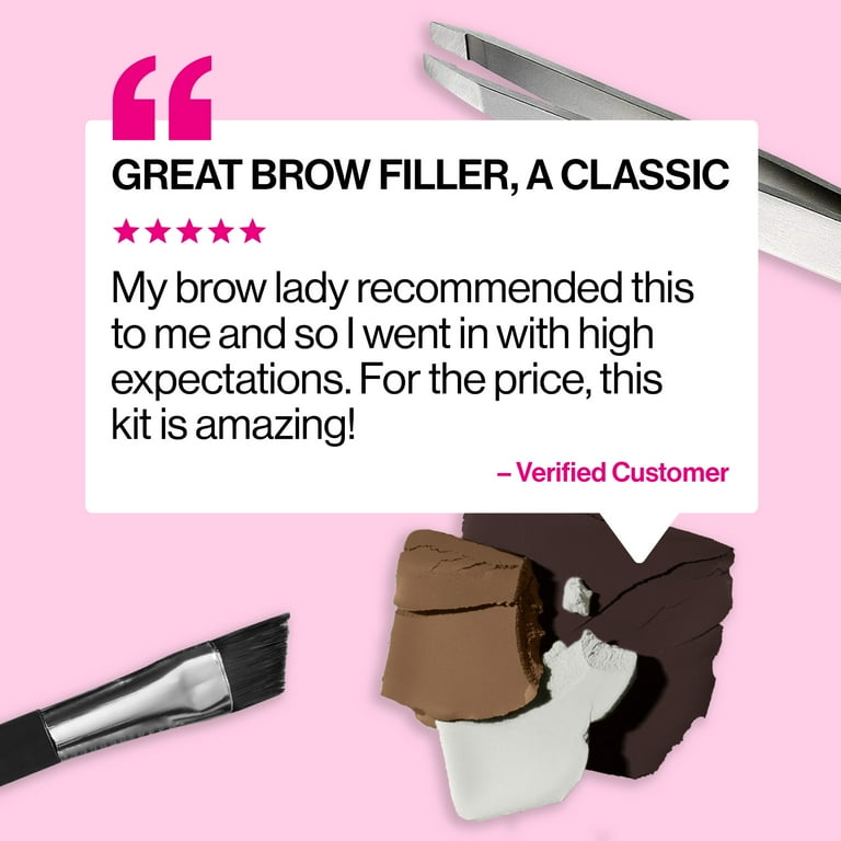 wet n wild Ultimate Brow Kit Dark Brown, 5-Piece Set with Tweezers