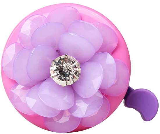 MINI-FACTORY Bike Bell for Kid Girls, Bicycle Handlebar Bell Cute 3D Flower Pattern Children's Bike Safe Cycling Ring Horn - Purple