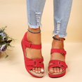thumbnail image 4 of Byworldtasic Women's Comfort Wedge Sandals Open Toe Hook and Loop Adjustable Strap Platform Walking Sandals, 4 of 7