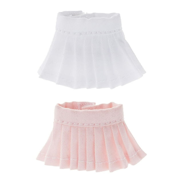 2Pcs Fashion Plain Pleated Skirt for OB11 1/12 Scale BJD Doll White Pink Hugo Falda de muñeca OB11