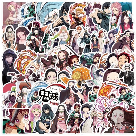 50Pcs Anime Demon Decals Popular Classic Anime Stickers Cartoon Waterproof Vinyl Decals for Water Bottle Laptop Guitar Car Luggage Skateboard Manga Gifts for Teens (0455)