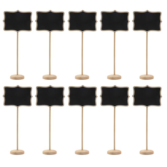20 unidades de estacas de madera para letreros pequeños, pizarrones con soportes y pegatinas, tablero negro rectangular pequeño