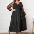 thumbnail image 4 of LSLJS Women's Plus-Size Lace High-Waist Lace-Up Long Sleeve V-Neck Dress, 4 of 6