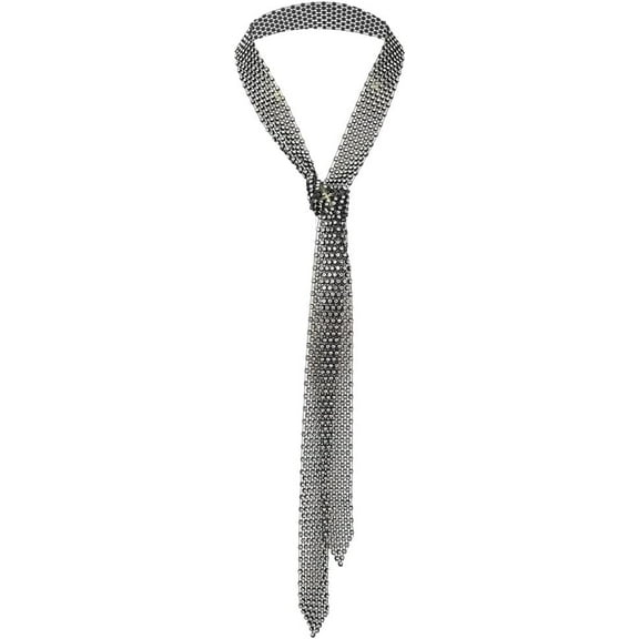 Black Rhinestone Ties Long Sparkling Necktie Thin Glitter Diamond Alloy Necklace Punk Bohemia Body Chains Jewelry for Women Wedding Costumes Party Cosplay Daily Wear Accessories