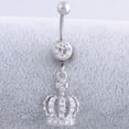 thumbnail image 2 of Imperial Crown Shape Rhinestone Navel Ring Anti allergy Piercing Body Jewelry, 2 of 8
