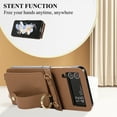 thumbnail image 4 of Allytechgroup Premium Galaxy Z Flip 4 5G Case Wallet - Stylish Phone Case for Samsung Galaxy Z Flip 4 with Ring Holder Shoulder Strap Hand Strap RFID Blocking Case for Girls Women, Brown, 4 of 8