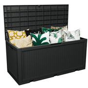 Vineego Outdoor All-Weather 100 Gallon Resin Deck Box, Black