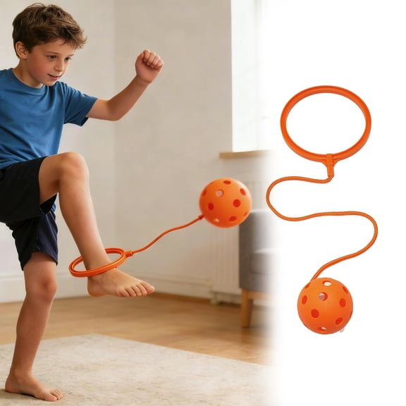 Skip Ball Ankle Toy, 5.5" Hopper Ball with 18" Cord - Skip it Toy Assorted Colors, Fun Jump Rope Alternative Exercise Equipment,Orange