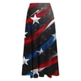 thumbnail image 3 of Oplxuo Women's Flowy Elastic High Waist Skirts USA Flag Graphic Boho Casual Beach Holiday Floral Print A Line Midi Skirt, 3 of 4
