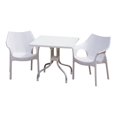 thumbnail image 1 of Strata Furniture Lyra Polypropylene Patio Table with Two Carina Chairs in White, 1 of 3