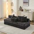 thumbnail image 5 of Folding Mattress Sofa Bed, 79'' Foldable Sleeper Lounge Modular Couch, Sleeper Sofa Couch with Armrest and Pillows, Chenille Floor Sofa Lounge Couch for Living Room Bedroom,Black, 5 of 13