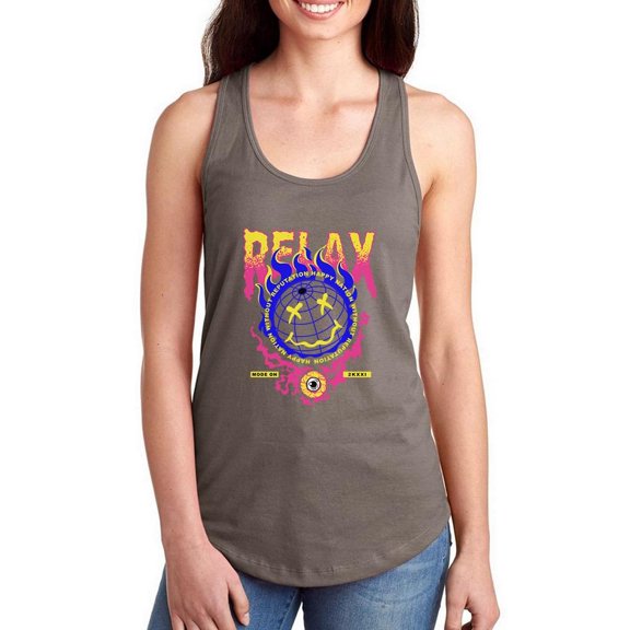 Flaming Globe And Eyeball Racerback Tank Women -Image by Shutterstock, Female Small