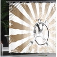 thumbnail image 4 of Ambesonne Brown Shower Curtain, Retro Baseball Pop Art, 69"Wx84"L, Brown White, 4 of 5