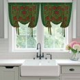 thumbnail image 4 of Vintage Red Roses Tie Up Curtains 45 Inches Long, Kitchen Window Curtains Over Sink, Green Abstract Art Floral Ethnic Small Window Curtains Shade Balloon Curtains Valances for Bedroom/Cafe 34"x45", 4 of 8