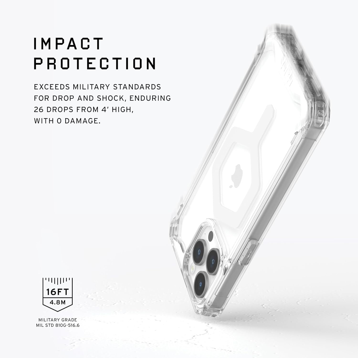 UAG iPhone 15 Pro Max Case 6.7" Plyo Ice/White Built-in Magnet Compatible with MagSafe Charging Rugged Anti-Yellowing Transparent Clear Protective Cover by URBAN ARMOR GEAR