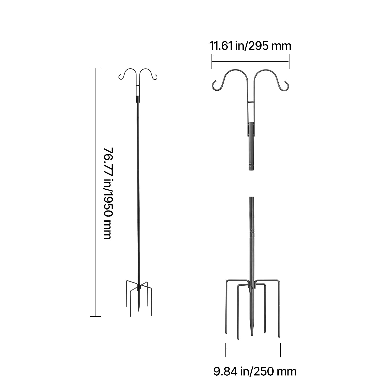 VEVOR Double Shepherds Hooks for Outdoor, 8 Pack 76 Inch Heavy Duty Bird Feeder Pole, 3/4 Inch Thick Garden Hooks for Hanging Hummingbird Feeder, Plant Baskets, Solar Light Lanterns,Wind Chimes