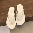 thumbnail image 4 of Qicasul Women' Flip Flops solid color Flat Flip Flop Sandals for Women Beach Rubber Shower Shoes Basic Thong Sandals Casual Summer Wear White US Size:6, 4 of 5