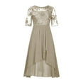 thumbnail image 4 of QJUHUNG Formel pour Femmes Soirée Robe Midi Été Col en V Manches Courtes T-Shirt Soirée Invitée de Mariage Style Asymétrique B-8 Cocktail Gris_i L, 4 of 6