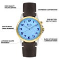 thumbnail image 3 of Bandini Mens Glow Watch - Extra Long Leather Band - 38mm Analog Men's Easy to Read Wrist Watch with Light, Light Up Watches, Quartz, White Dial, Big Numbers, Glow in Dark Hands - Two-Tone / Brown, 3 of 6