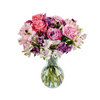 Violet Delights by Arabella Bouquets with Free Hand-Blown Glass Vase (Fresh-Cut Flowers, Purple, Pink)