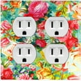 thumbnail image 1 of Metal Light Switch Plate Outlet Cover Colorful Rose Leaves Wallpaper ROS045, 1 of 13