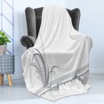 thumbnail image 4 of Grey Soft Flannel Fleece Throw Blanket, Ornament Border with Swirls Dots in Rococo Style Renaissance Details, Cozy Plush for Indoor and Outdoor Use, 50" x 60", Pale Grey White, by Ambesonne, 4 of 5