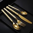 thumbnail image 5 of 4-Piece Stainless Steel Silverware Set | Wood Grain Stone Pattern Handle Knife Fork & Spoons | Western Dining Utensils for Home & Restaurant Use, 5 of 8