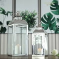 thumbnail image 5 of JHY DESIGN Silver Stainless Steel Candle Lantern with Tempered glass 20.5"&15" High Candle Lanterns for Indoor Outdoor, 5 of 6
