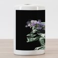 thumbnail image 3 of Xray Flowers Ceramic Toothbrush Holder, Human Skull and Skeleton with Purple Tones Floral Wreath Science Psychology, Decorative Versatile Countertop for Bathroom, 4.5" X 2.7", Multicolor, 3 of 4
