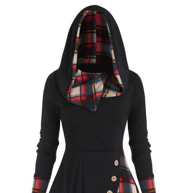 Casual Color Block Buttons Hooded Collar Long Sleeve Dresses Casual Color Block Buttons Hooded Collar Long Sleeve Dresses