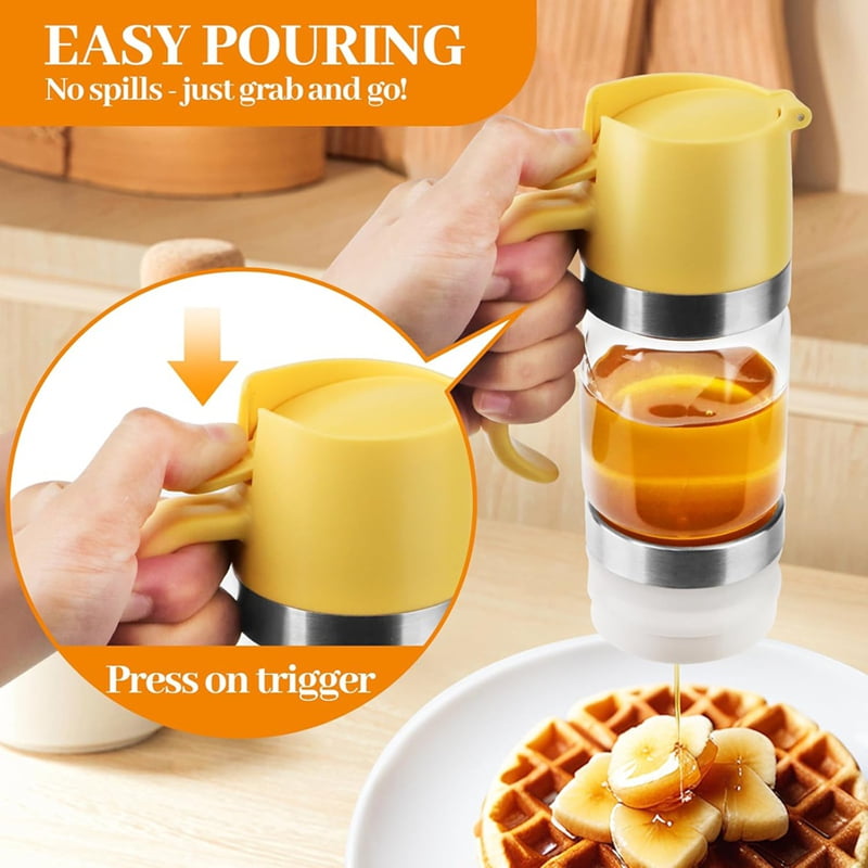 2Pcs 10OZ/300ml Honey Dispenser No Drip - Syrup Pump for Coffee, Mini Jars Coffee