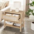 thumbnail image 4 of EDTara Rattan Night Stand Set, Pair Of Mid Century Modern Bedside Tables With Storage Shelf and Drawers, 4 of 9