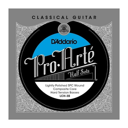 Composite Core - D'Addario LCH-3B Pro-Arte Lightly Polished Silver Plated Copper on Composite Core Classical Guitar Half Set, Hard Tension