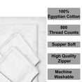 thumbnail image 7 of 4 Piece Zipper Sheet Set Includes (1 Zipper Fitted Sheet, 1 Flat Sheet And 2 Zipper PillowCase) with 18 Inch Deep Pocket 800 TC 100% Egyptian Cotton Solid White Color Cal King Size, 7 of 7
