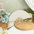 thumbnail image 4 of Unique Bargains 1 Pcs Portable Double-Sided Short Handle Round-Shaped Folding Fan for Wedding Xuan Paper Bamboo Light Gray, White [Double-Sided Short Handle Round-Shaped Paper], 4 of 5