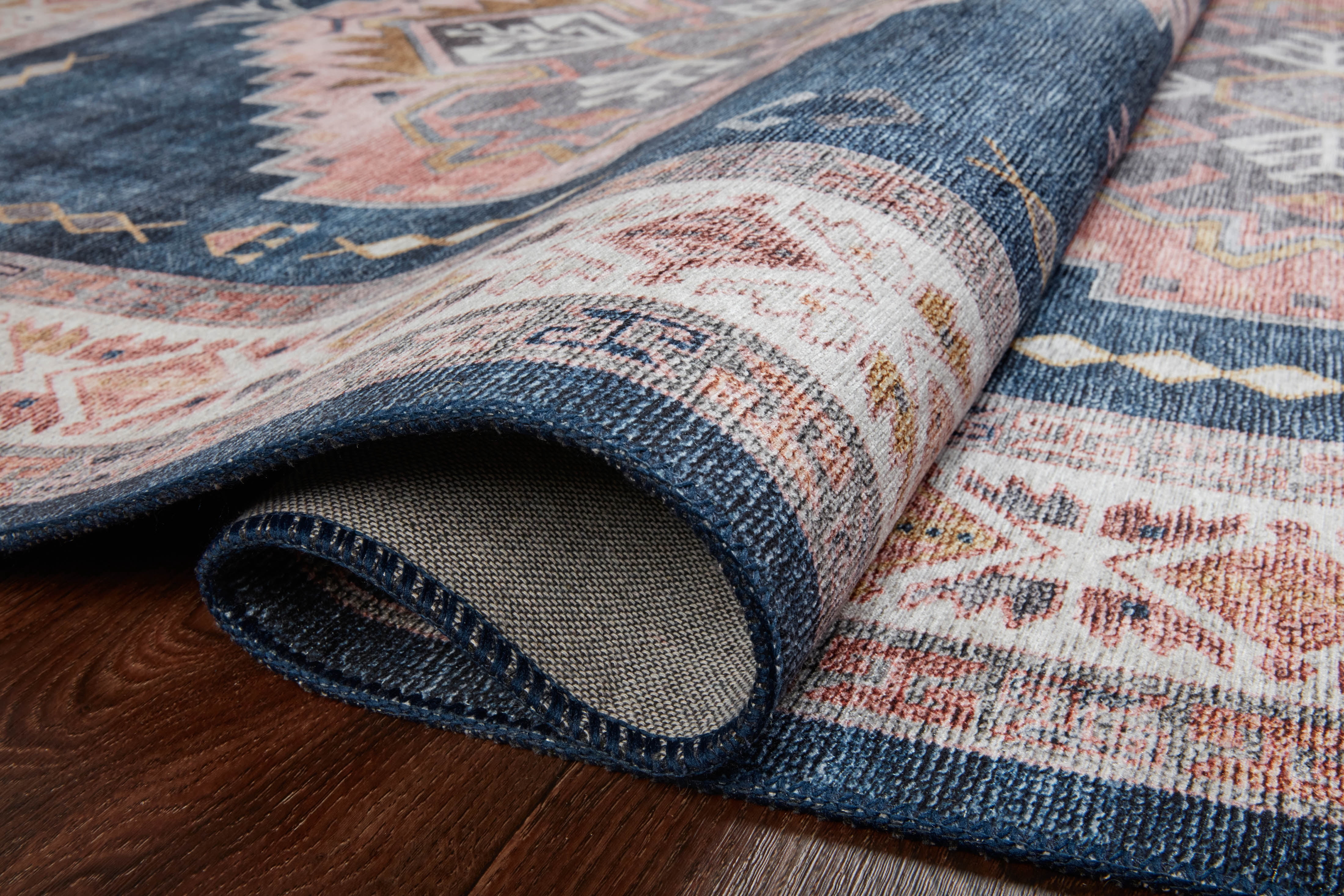 Loloi Heidi Collection HEI-03 Denim / Blush, Southwestern Area Rug 3'-6" x 5'-6"
