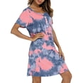 thumbnail image 1 of B91xZ Pyjama en Coton pour Femmes Manches Courtes Chemise de Nuit Imprimée,S Rose, 1 of 3