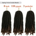 thumbnail image 2 of 3 Packs Pre-twisted Spring Twist Hair 8 inch Fluffy Pre-Twisted Passion Twists Short Mini Curly Twist For Bomb Spring Twists Crochet Braids Hair, 2 of 8