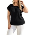 thumbnail image 4 of Tqcoqu Plus Size Tops for Women Summer 2026 Short Sleeve Shirts Tunics Round Neck Casual Loose Blouses,Black Women's L-XXXXL, 4 of 7