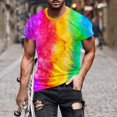 thumbnail image 5 of Afuyipoi Men's Athletic T-Shirt,Rainbow Print Gym Performance Stretch Workout Tees Multicolor XL, 5 of 6