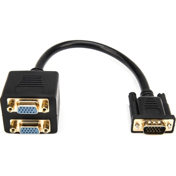 Rocstor Premium 1ft VGA to 2x VGA Video Splitter Cable M/F - Black