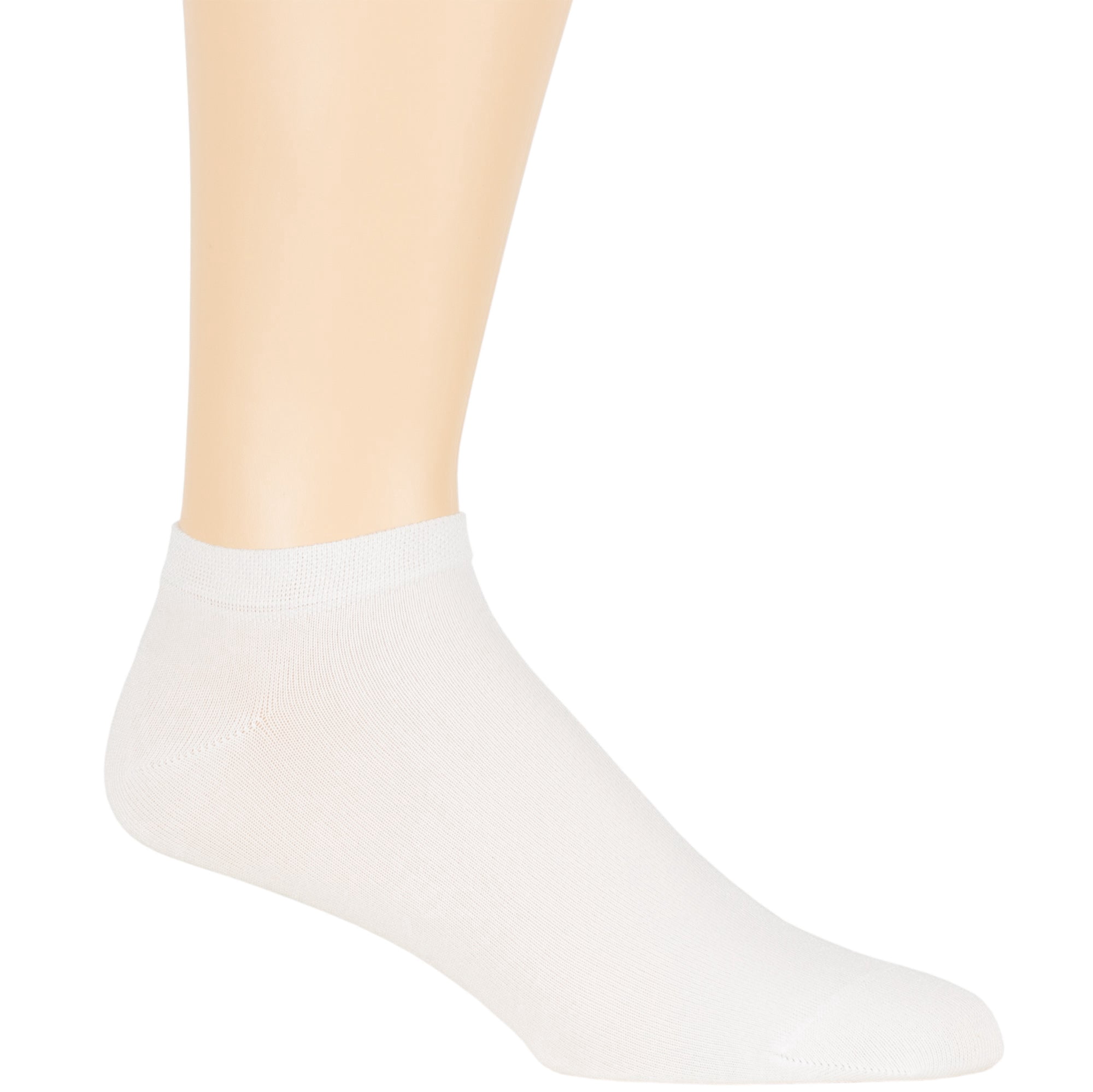 7BIGSTARS KINGDOM Men Bamboo Ankle Sock - 6 Pack - Thin Seamless Breathable Soft Solid Low Cut - Sock Size 10-13 Shoe 9-12 L White