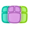 Re-Play Set of 3 - Made in The USA Deep Divided Heavy Duty Dining Plates with 3 Compartments for All Ages - Aqua, Purple, Lime Green (Mermaid)