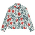 thumbnail image 4 of Jackets for Women Winter Coat Jackets Flannel Stand Collar Jacket(Red Poppy Floral Pattern,Size:S-4XL), 4 of 7