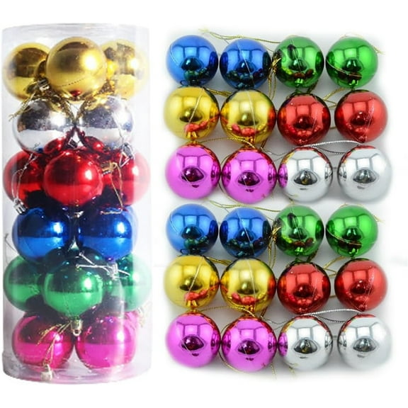 Christmas Ball Ornaments Sets,Happon 2.36inch Multicolor Christmas Balls Shatterproof Xmas Balls for Christmas Tree Decorations, Hanging Ball for Holiday Festival Party Event