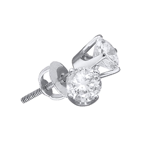 14kt White Gold Unisex Round Diamond Solitaire Stud Earrings 3/4 Cttw