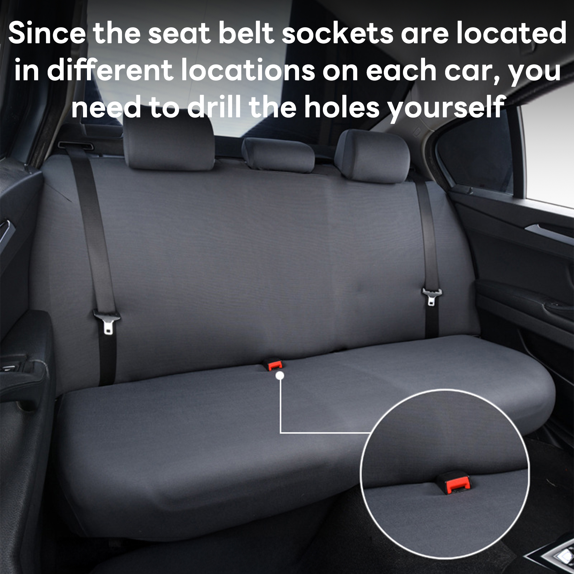 Pecham Waterproof Rear Bench Seat Cover, Heavy Duty Back Seat Covers for Cars Trucks SUV, Full Size Seat Cover for Kids, Pets & Vehicle Protection - Gray