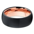 thumbnail image 2 of Tungsten Wedding Band Black Brushed Tungsten Ring 8mm Tungsten Carbide Rose Gold Inlay Dome Comfort Fit Men Women, 2 of 3